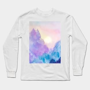 Winter Landscape in watercolor Long Sleeve T-Shirt